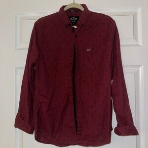 Hollister Men's Burgundy Long Sleeve Shirt